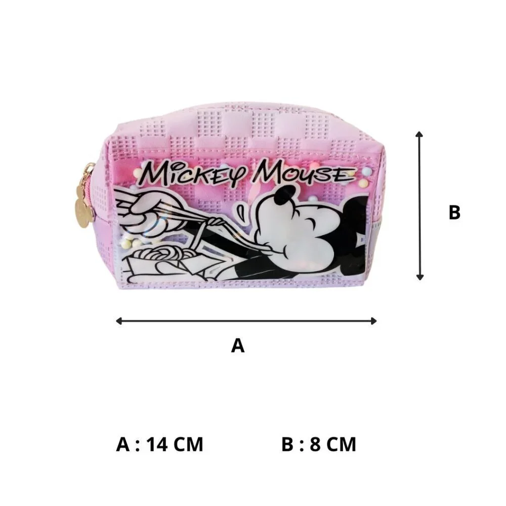Mickey Mouse Iridescent Pink and Sky Blue Cosmetic Bag – Compact Travel Pouch –